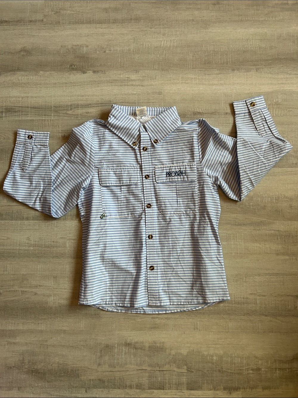 PRODOH Striped Button-Down Shirt in Blue & White